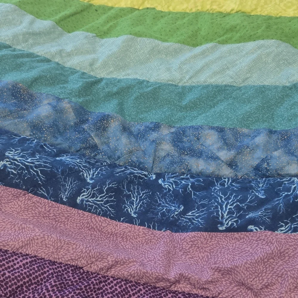 Handmade Vibrant Multicolor Patchwork Quilt ~ 3 x 4